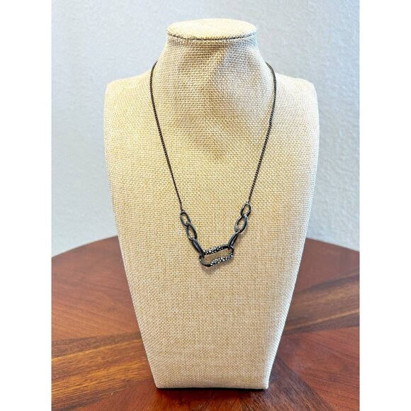 Alexis Bittar Crystal Encrusted Link Gunmetal Liquid Necklace - Picture 1 of 3